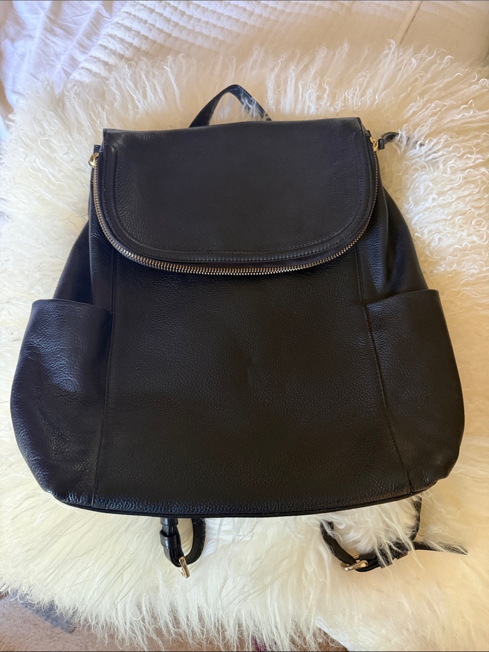 Black Leather Backpack Tote - Sleek Everyday Bag